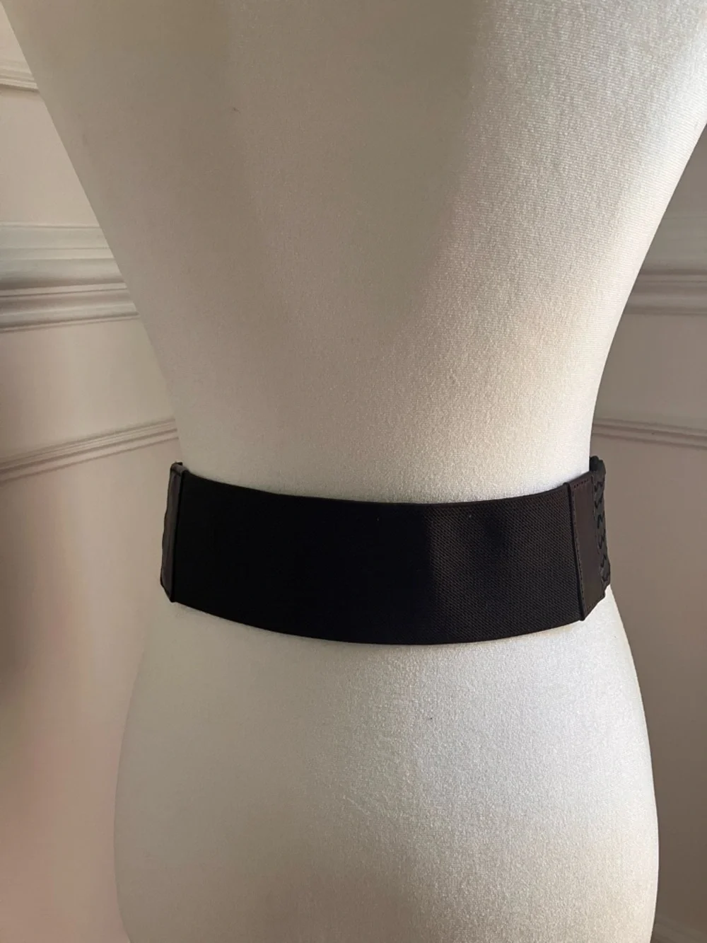Loft Dark Brown Braided Genuine Leather Wide Stretch Women’s Belt - Size XS/S